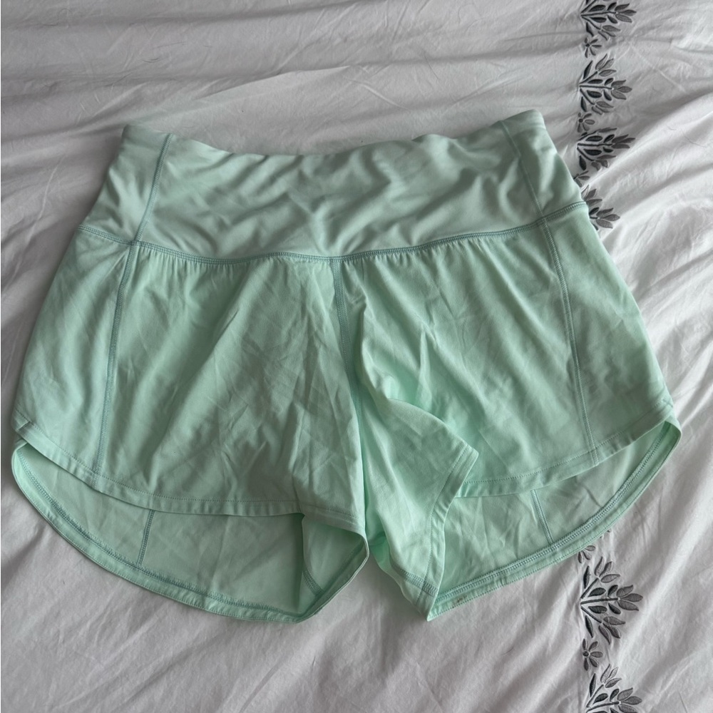Lululemon Speed Up HR 4" Mint Green Athletic Shorts